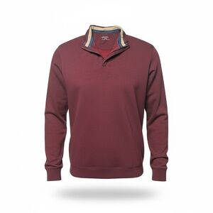 Mens Preppy UNTUCKit Corral Marroon wrinkle free performance 1/4 Zip Pullover